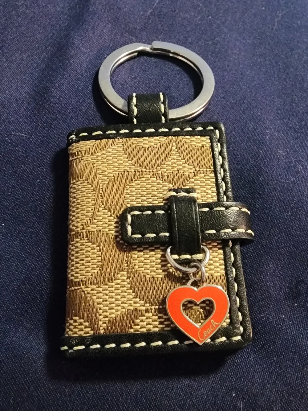 *RARE* Vintage Coach Signature Picture Frame Photo Keychain with Red Heart Charm